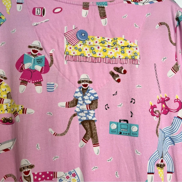 Nick & Nora Ladies Sock Monkey Pillow Fight Sleep Shirt. Size Medium. - Picture 5 of 11
